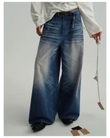 Icy Blue Vintage Coated Baggy Jeans