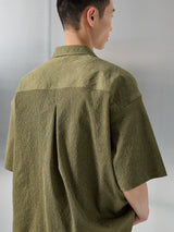 Bark Textured Cuban Collar Casual Shirt