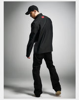 Long Sleeve Ribbed Point Collar Shirt