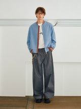 Men's Loose Color Block Bomber Jacket