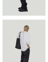 Embroidered Metal Logo Nylon Tote Bag