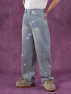 Men's Light Blue Sequined Baggy Jeans