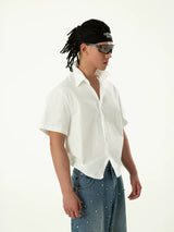 Unisex Loose White Cropped Short-sleeve Shirts