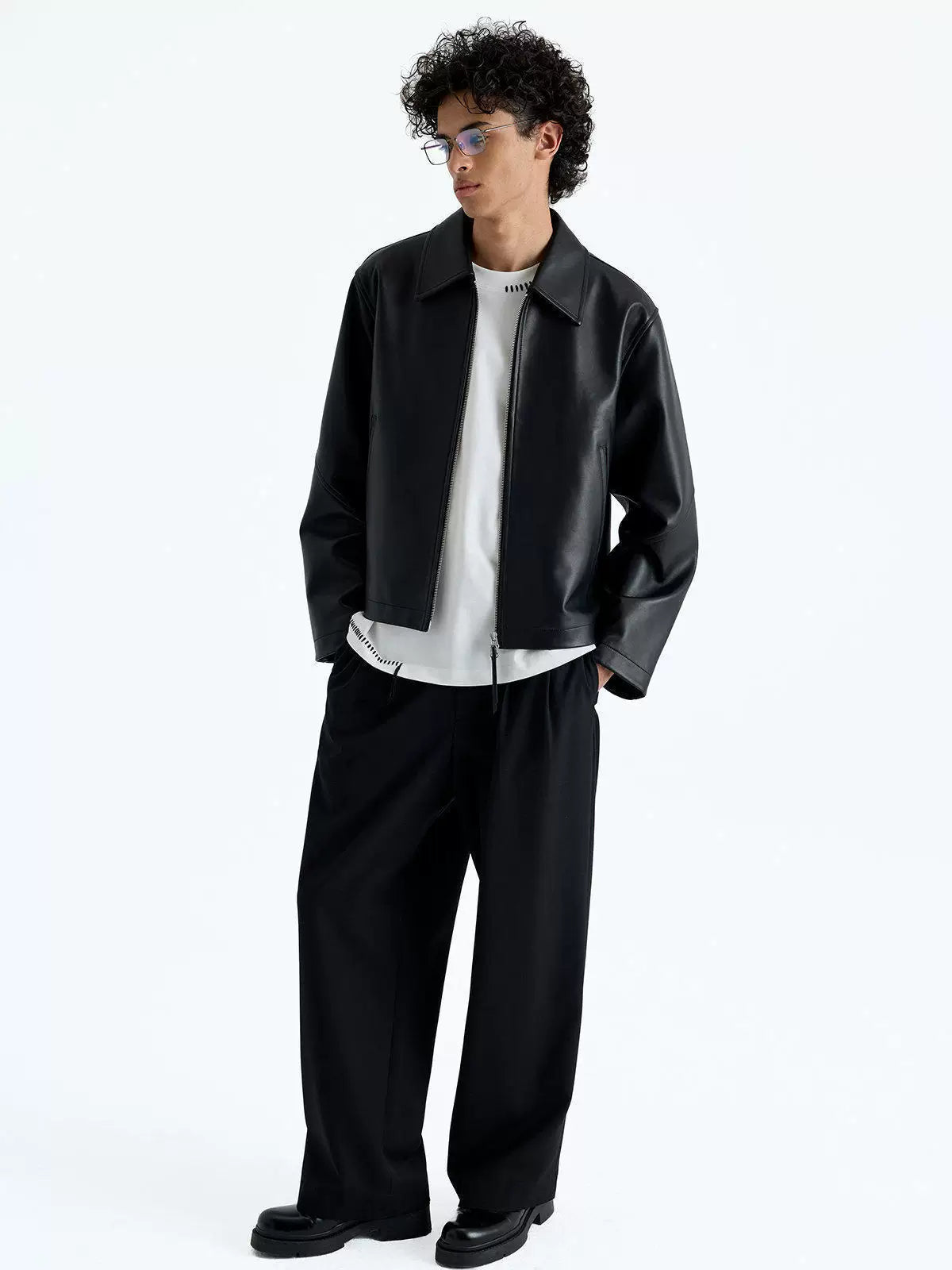 Short Zip Sheepskin Jacket