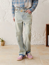 Men's Washed Ripped Straight Leg Jeans