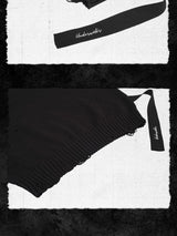 Ripped Ribbon Boxy Knit Cotton Sweater