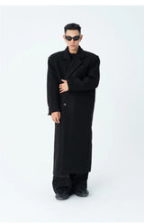 Men's Long Woolen Shoulder-padded Coat