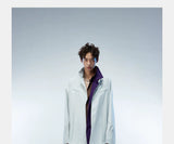 Couple's Loose Color-block Three-layer Collar Coat
