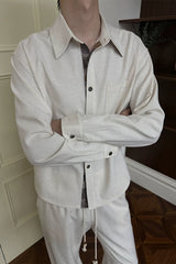 Long-sleeve Floral Color-block Tencel Linen Shirt