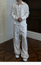 Straight Leg Drawstring Linen Tencel Pants