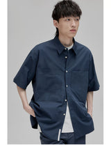 Short Sleeve Square Neck Cotton Shirt