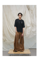 Loose Draped Pleated Curved Trousers