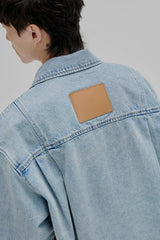 14Oz Washed Denim Asymmetric-Pocket Shirt Jacket