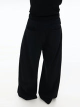 Loose Black Pleated Wide Leg Sweatpants