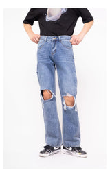 Men's Loose Straight Distressed Vintage Jeans