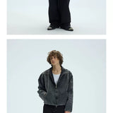 Cropped Loose Red Lined Puffer Coat