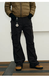 Reflective Liquid Nylon Cargo Parachute Pants
