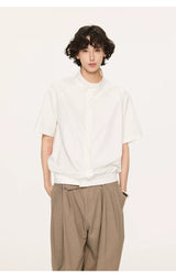 White Short Sleeve Harrington Houndstooth Shirt