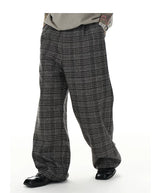 Black Grey Plaid Wool Pants