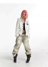 Vintage Digital Lace Print Flare Jeans