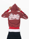 Men's Crop Motor Embroidered Striped Hoodie