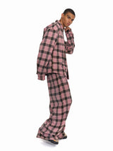 Men's Pink Plaid Flamingo Rhinestone Jacket