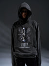 Loose Distressed Dark Metallic Print Sweatshirt