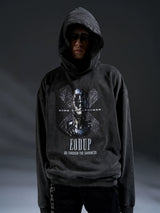 Loose Distressed Dark Metallic Print Sweatshirt