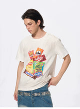 Men's Snack Print Washed Cotton Tee