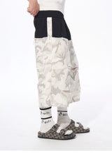 Men's Patchwork Ripped White Camo Pants