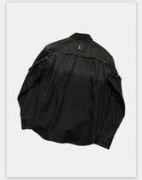 Washed Distressed Patchwork Denim Shirt Jacket