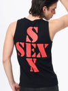 White Cotton Letter Print Sleeveless Tank Top