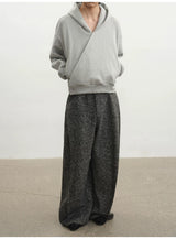Relaxed Double Button Cross Neck Hoodie