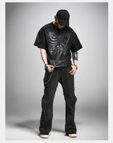 Loose Washed Distressed Black Graphic Tee