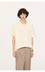 Couple Amber Waffle Boxy Henley Tees