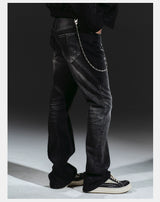 Stretchy Patchwork Crinkled Washed Flare Jeans