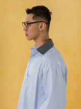 Men's Blue Striped Long Sleeve Shirts