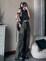 Military Green Camo Cargo Pants