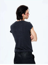 Rivet Striped Flutter Sleeve Tee