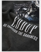 Loose Distressed Dark Metallic Print Sweatshirt