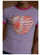 Slim Purple Heart Skeleton Rhinestone Tee