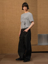 Couple Print Fitted Wool Blend Tee