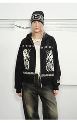Fair Isle Print Zip Hoodie