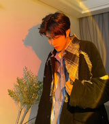 Corduroy Patchwork Distressed Cape Coat