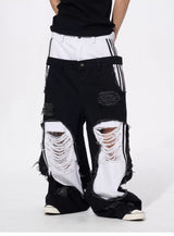 Men's Ripped Double Waist Jeans