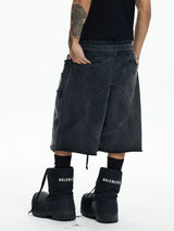 Loose Double Waistband Vintage Cotton Shorts