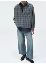 Short Color Block Plaid Cargo Shirt