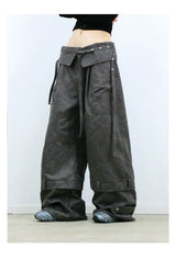 Coated Reverse Waist Cargo Pants