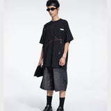 Special Waistband Tailored Washed Denim Shorts