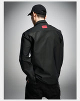 Long Sleeve Ribbed Point Collar Shirt